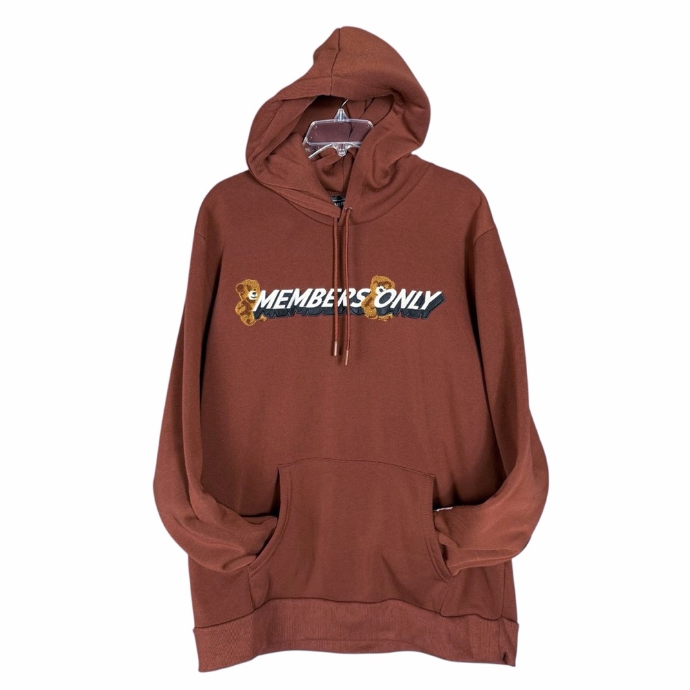 Members Only Hoodie Men’s Large Brown Teddy Bear NWT Pullover Sweatshirt